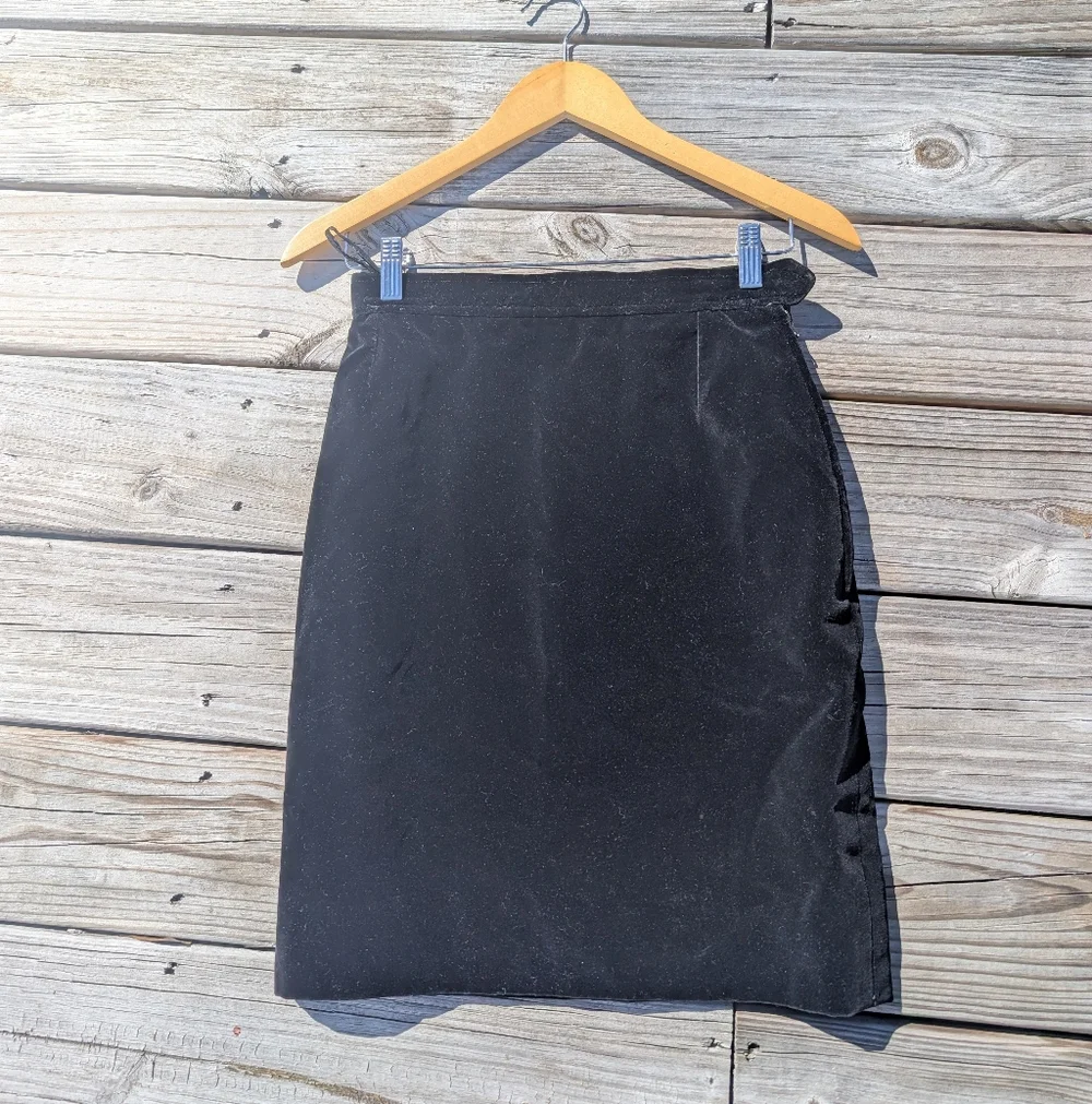 Saint Laurent Skirt Size 6 38 Rive Gauche Black Velvet Pencil Vintage Lined - Picture 2 of 10